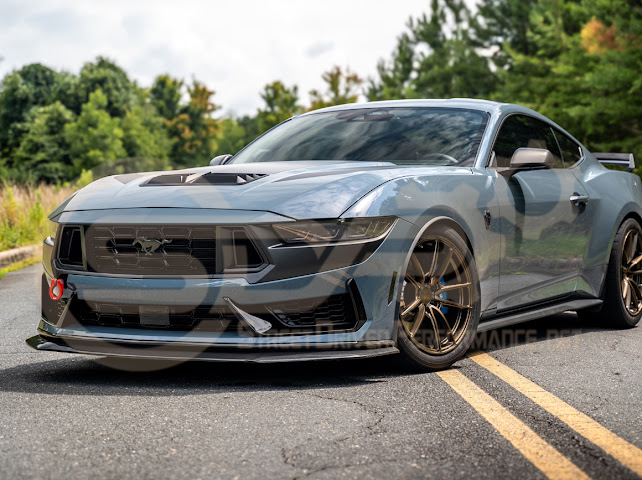2024-Up Ford Mustang S650 | Dark Horse Factory Style CARBON FIBER Front Bumper Lip Splitter Ground Effects